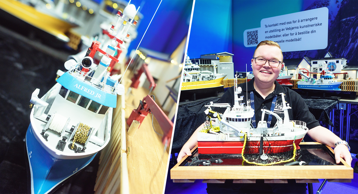 Exhibits his home-made model boat collection at Nor-Fishing